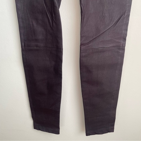 Theory Thaniel lamb Leather Pants brim burgundy cassis purple skinny designer 8 - Picture 11 of 14